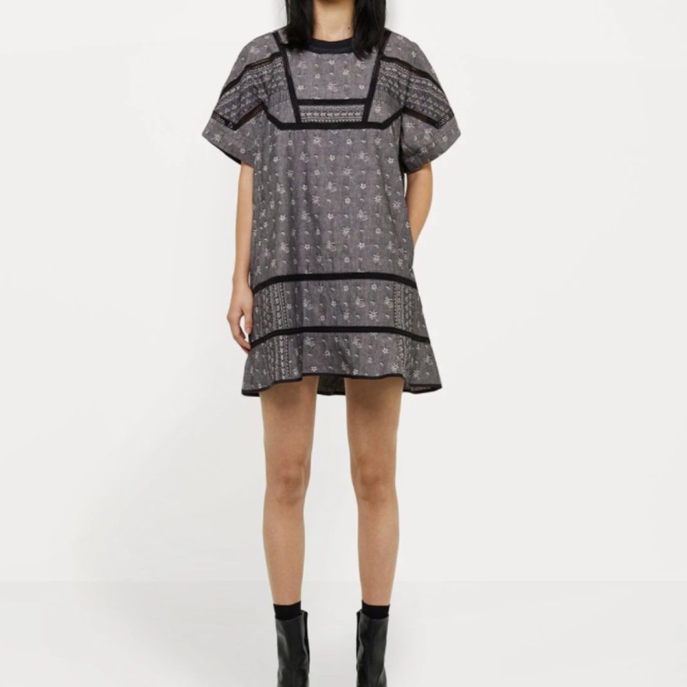 Sacai cotton peplum eyelet dress NWOT made in Japan